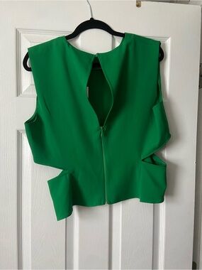 Zara Emerald Green Sleeveless Cutout Crop Top